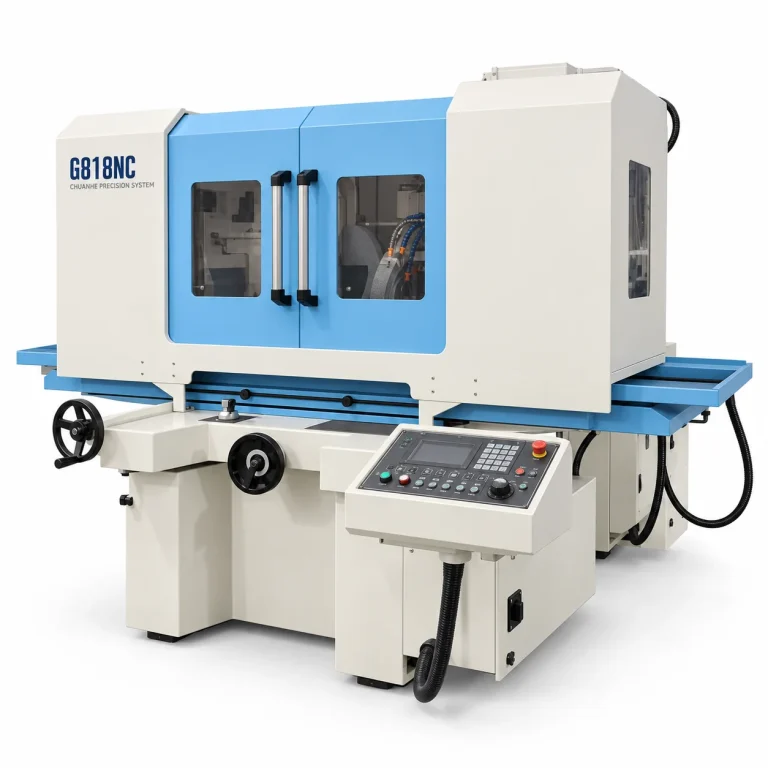 G818NC surface grinding machine with model label, front-right view